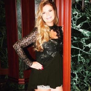 Free People black lace tunic dress Size M